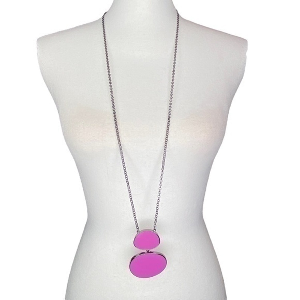 LC Lauren Conrad Necklace Gunmetal Tone Chain with Purple Pendant Necklace‎
